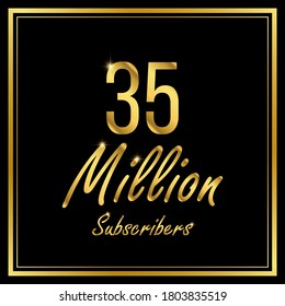 Thirty five or 35 Million followers or subscribers achievement symbol design, vector illustration.