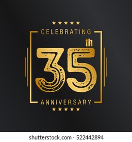 Thirty Five anniversary celebration logotype. 35th anniversary logo collection. Anniversary label. Anniversary logo template. Anniversary sign. Vector Illustration