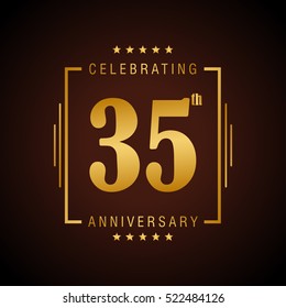 Thirty Five anniversary celebration logotype. 35th anniversary logo collection. Anniversary label. Anniversary logo template. Anniversary sign. Vector Illustration

