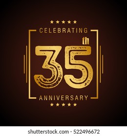 Thirty Five anniversary celebration logotype. 35th anniversary logo collection. Anniversary label. Anniversary logo template. Anniversary sign. Vector Illustration