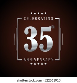 Thirty FIve anniversary celebration logotype. 35th anniversary logo collection. Anniversary label. Anniversary logo template. Anniversary sign. Vector Illustration