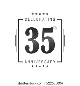 Thirty Five anniversary celebration logotype. 35th anniversary logo collection. Anniversary label. Anniversary logo template. Anniversary sign. Vector Illustration