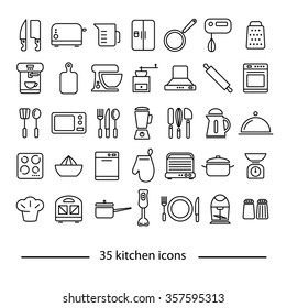 thirty five kitchen line icons