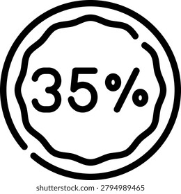 thirty five percent line icon illustration vector