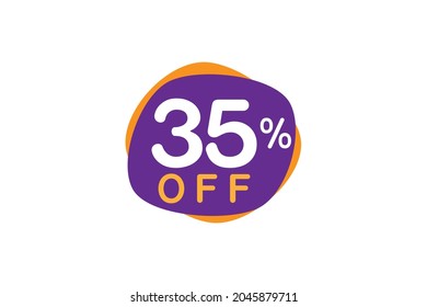 thirty five percent off or 35 percent Discount sale off tag logo design vector illustration