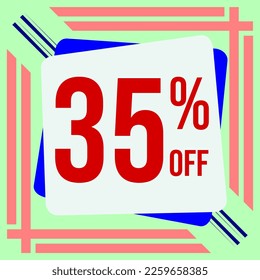35 % Rabatt für große Umsätze. Vintage-Thema mit grünem Hintergrund und rotem Text.