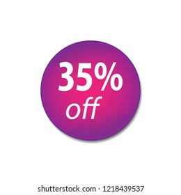 Thirty five percent off vector button, web design element