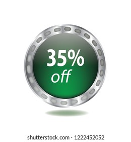 Thirty five percent off vector button, web design element