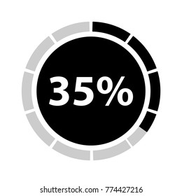 Thirty five percentage circle icon, 35 percent