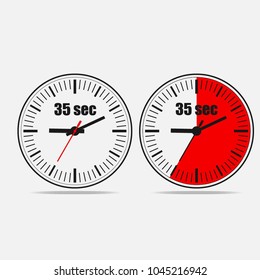 Thirty Five Seconds Clock on grey background. Two options.