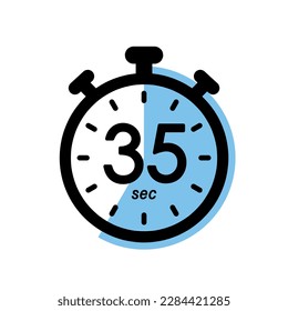 icono de cronómetro de treinta y cinco segundos, símbolo del temporizador, ilustración del vector de tiempo de espera de 35 segundos