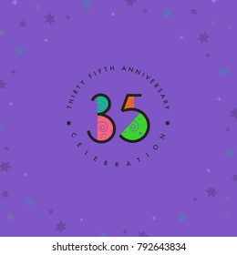 Thirty five years, 35th Anniversary Celebration Logo Design, Number 35 Icon Vector Template.