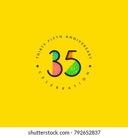Thirty five years, 35th Anniversary Celebration Logo Design, Number 35 Icon Vector Template.