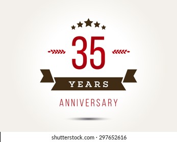 Thirty five years anniversary celebration logotype. 35th anniversary logo.
