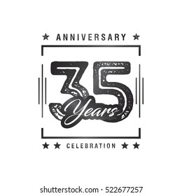 Thirty Five years anniversary celebration logotype. 35th year anniversary logo collection. Anniversary label. Anniversary logo template. Anniversary sign. Vector Illustration