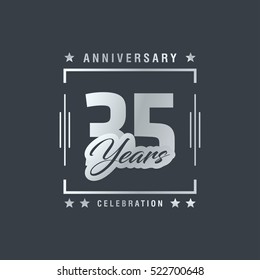 Thirty Five years anniversary celebration logotype. 35th year anniversary logo collection. Anniversary label. Anniversary logo template. Anniversary sign. Vector Illustration