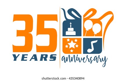 Thirty Five Years Gift Box Ribbon Anniversary 