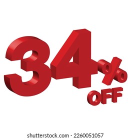 thirty four 34 percent off 3d vector illustration 