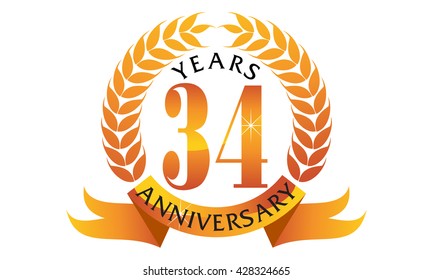 Thirty Four Years Gift Box Ribbon Anniversary 
