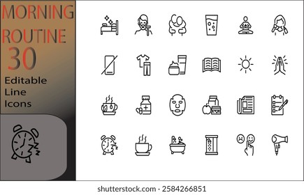 thirty icons set morning routine