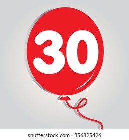  thirty logo with balloon. Vector illustration.