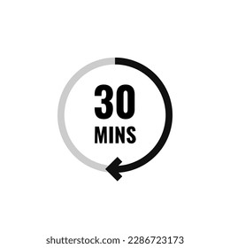 Thirty Minutes Clock Count Simple Vector Icon