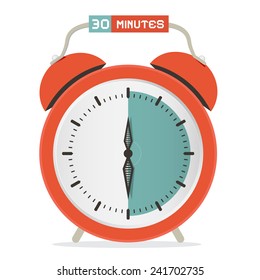 Thirty Minutes Stop Watch - Alarm Clock Vector Illustration 