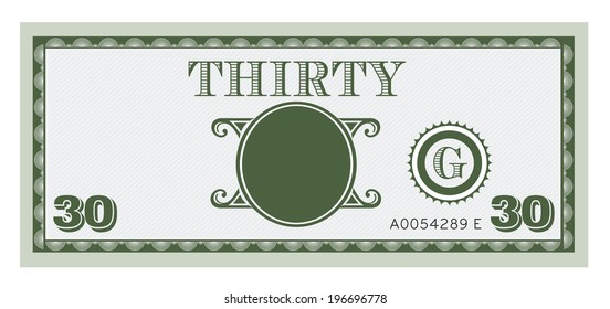 Thirty money bill image. With space to add your text, information and image. 