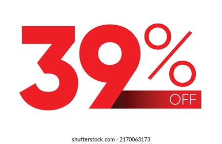 Thirty Nine percent discount vector typography, 39 percent off vector