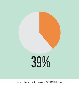 Thirty Nine percentage circle icon, vector illustrator