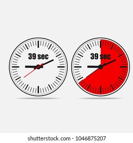 Thirty Nine Seconds Clock on grey background. Two options.