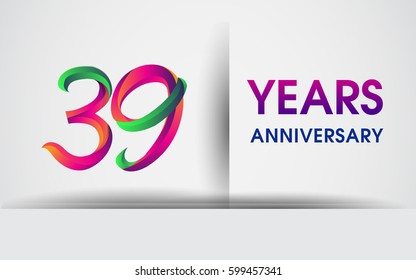 thirty nine years Anniversary celebration logo, colorful design logotype isolated on white background, vector elements for celebrating 39th birthday party