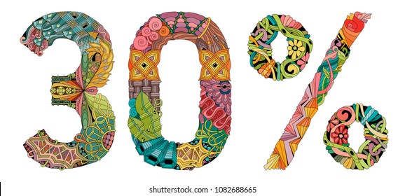 Thirty percent. Vector decorative zentangle object