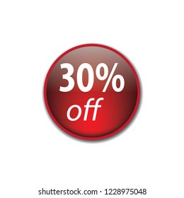 Thirty persent off vector button, web design element