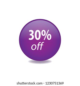 Thirty persent off vector button, web design element