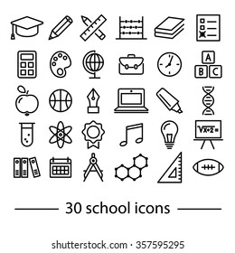 thirty school line icons