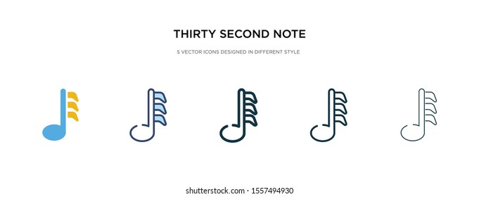 thirty second note icon in different style vector illustration. two colored and black thirty second note vector icons designed in filled, outline, line and stroke style can be used for web, mobile,