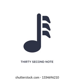 thirty second note icon. Simple element illustration from music and media concept. thirty second note editable symbol design on white background. Can be use for web and mobile.