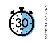 thirty seconds stopwatch icon, timer symbol, 30 sec waiting time vector illustration