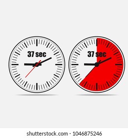 Thirty Seven Seconds Clock on grey background. Two options.