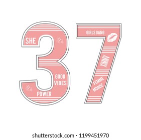 Thirty seven, t shirt graphic design, vector artistic illustration graphic style, vector, poster, slogan.