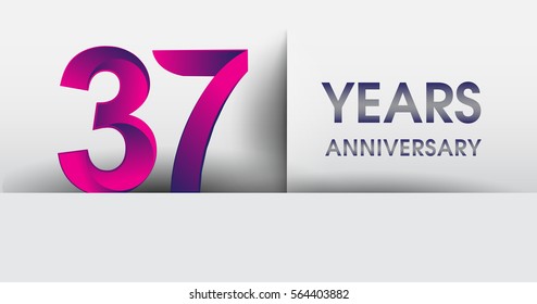 thirty seven years Anniversary celebration logo, flat design isolated on white background, vector elements for banner, invitation card for 37th birthday party