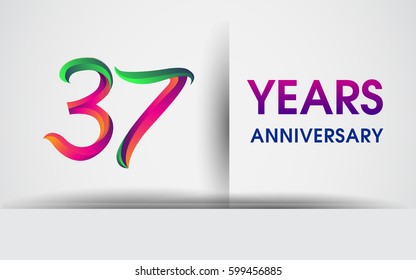 thirty seven years Anniversary celebration logo, colorful design logotype isolated on white background, vector elements for celebrating 37th birthday party