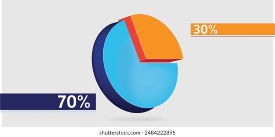 37. 30 70 3D Isometrisches Kreisdiagramm für die Präsentation von Unternehmen. Vektorgrafik Infografik Illustration eps.eps
