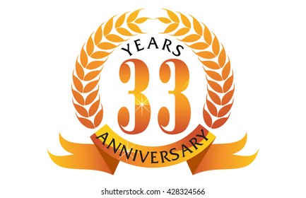 Thirty Three Years Gift Box Ribbon Anniversary 
