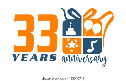 Thirty Three Years Gift Box Ribbon Anniversary 