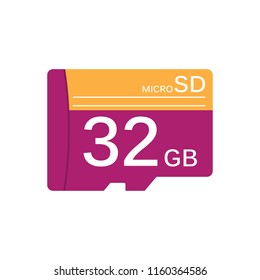 Thirty Two Gigabyte Sd Card For Memory Card Concept. Vector Illustration