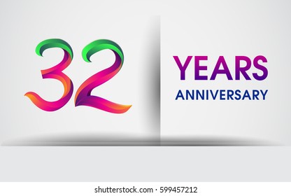 thirty two years Anniversary celebration logo, colorful design logotype isolated on white background, vector elements for celebrating 32nd birthday party