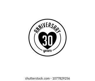 Thirty Year Anniversary Badge Icon Vector Logo Template Illustration Design