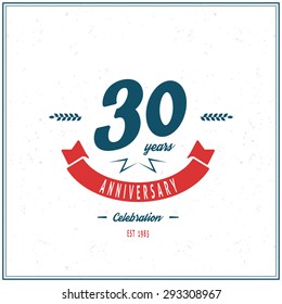 Thirty years anniversary celebration logotype. 30th anniversary logo.